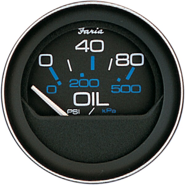 Faria Beede Instruments Faria 13002 Coral Oil Pressure Gauge (80 PSI) - 2", Black 13002 - main